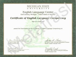 MSU-CELC (B2) - Certificate of English Language Competency