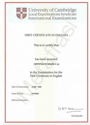 FCE - First Certificate in English - University of Cambridge