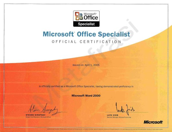 Microsoft Office Specialist -MOS Certification- Microsoft Word 2005