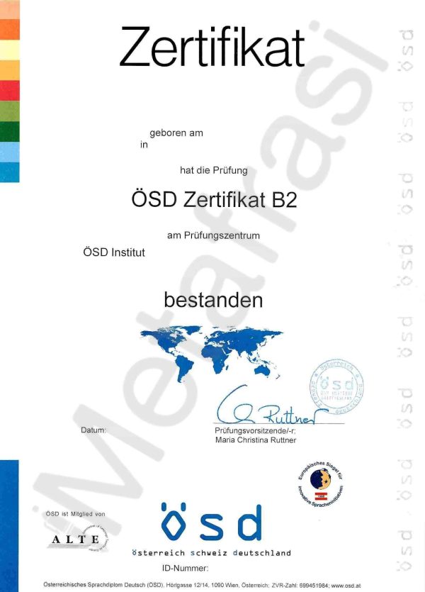 Österreichisches Sprachdiplom Deutsch (ÖSD) - (B2 MD) B2 Mittelstufe Deutsch
