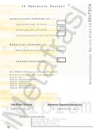 Österreichisches Sprachdiplom Deutsch (ÖSD) - (C1 OD) C1 Oberstufe Deutsch