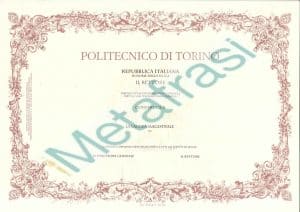 Μεταπτυχιακό Δίπλωμα Politecnico di Torino μπροστά σελίδα