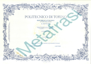 Πτυχίο Politecnico di Torino μπροστά σελίδα